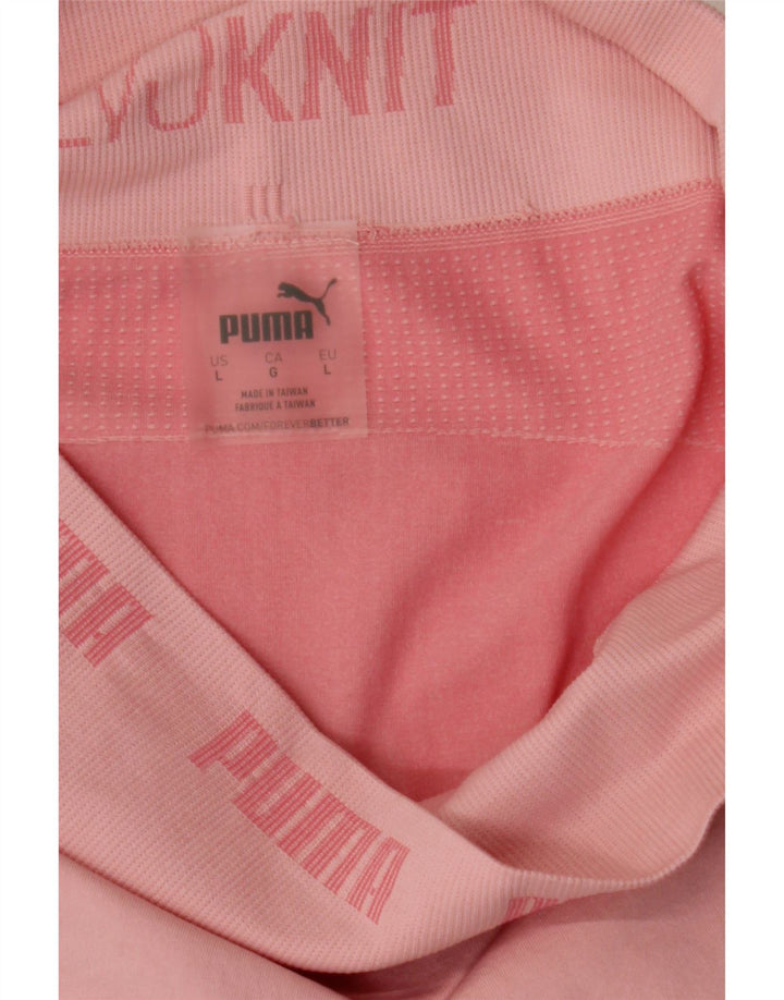 PUMA Womens Graphic Leggings UK 14 Large  Pink Pinstripe