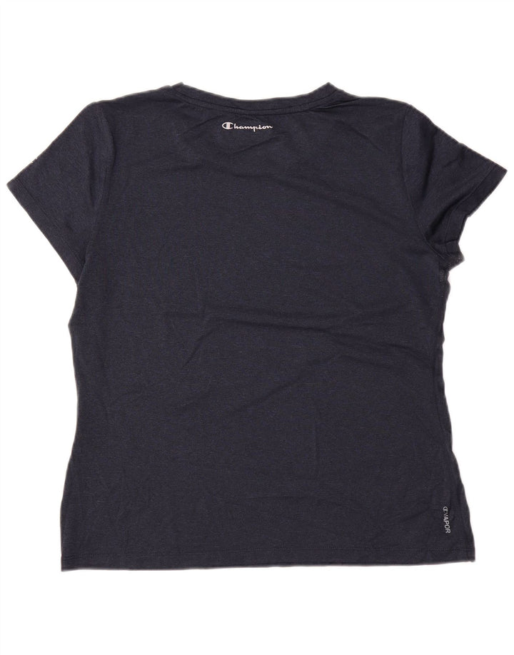 CHAMPION Dame Grafisk T-Shirt Top UK 14 Medium Navy Blue