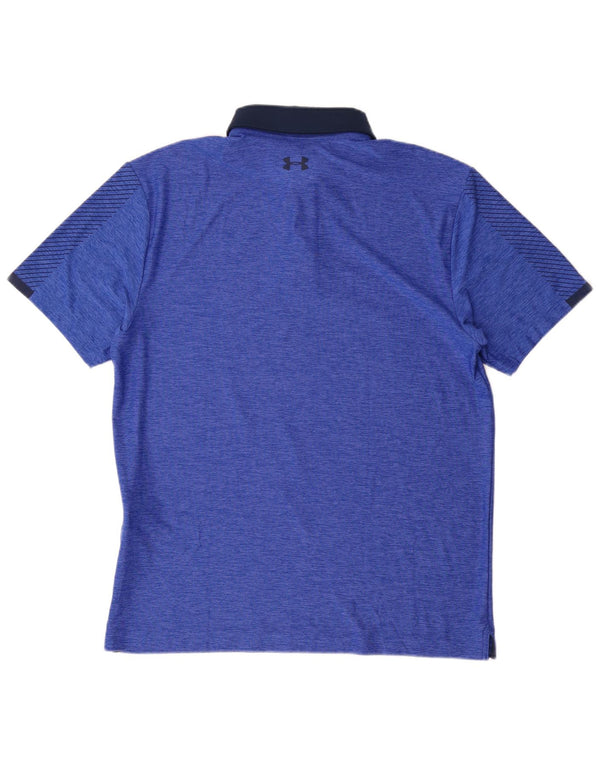 Under Armour Herre Heat Gear Polo Shirt Medium Blue Colourblock Polyester