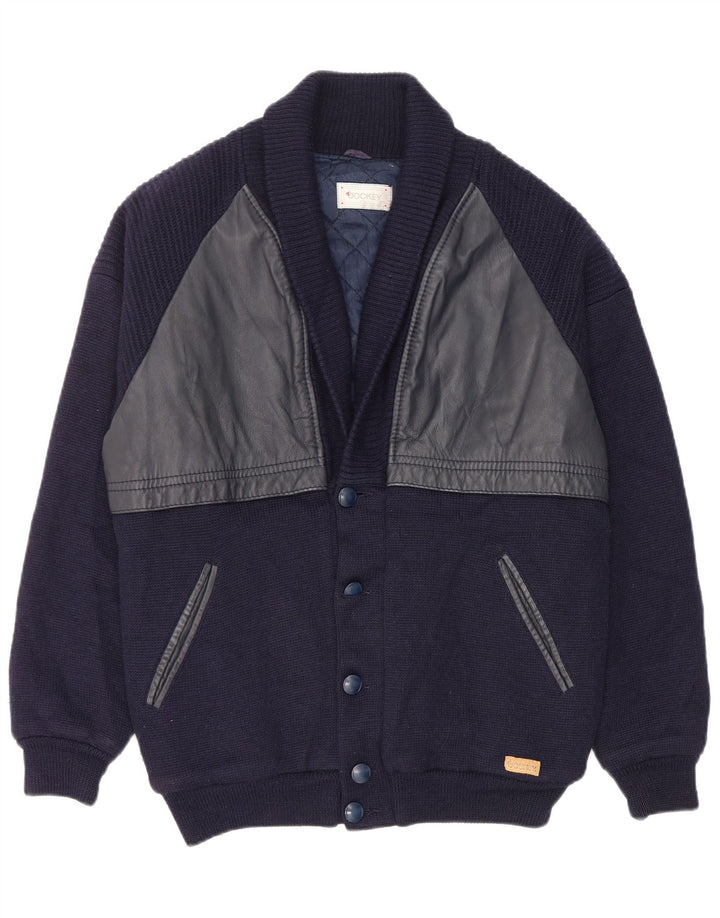 Jockey Herre Cardigan Sweater IT 52 Stor Marineblå Uld
