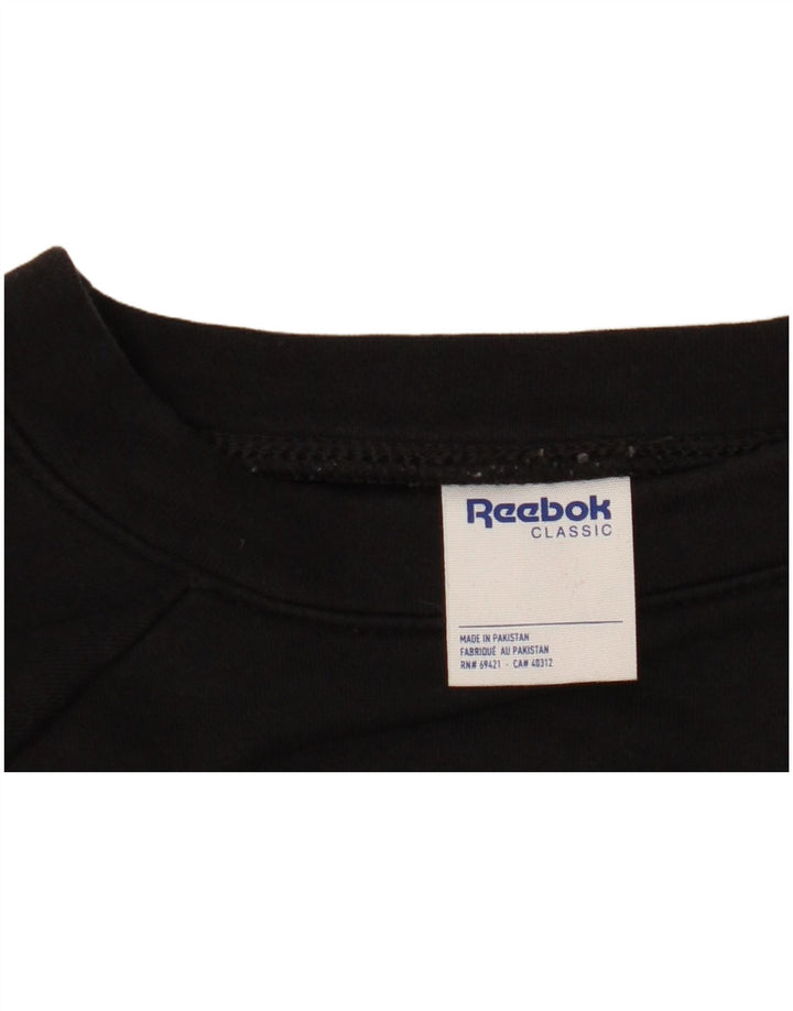 REEBOK Grafisk Sweatshirt Jumper UK 14 Medium Sort Bomuld
