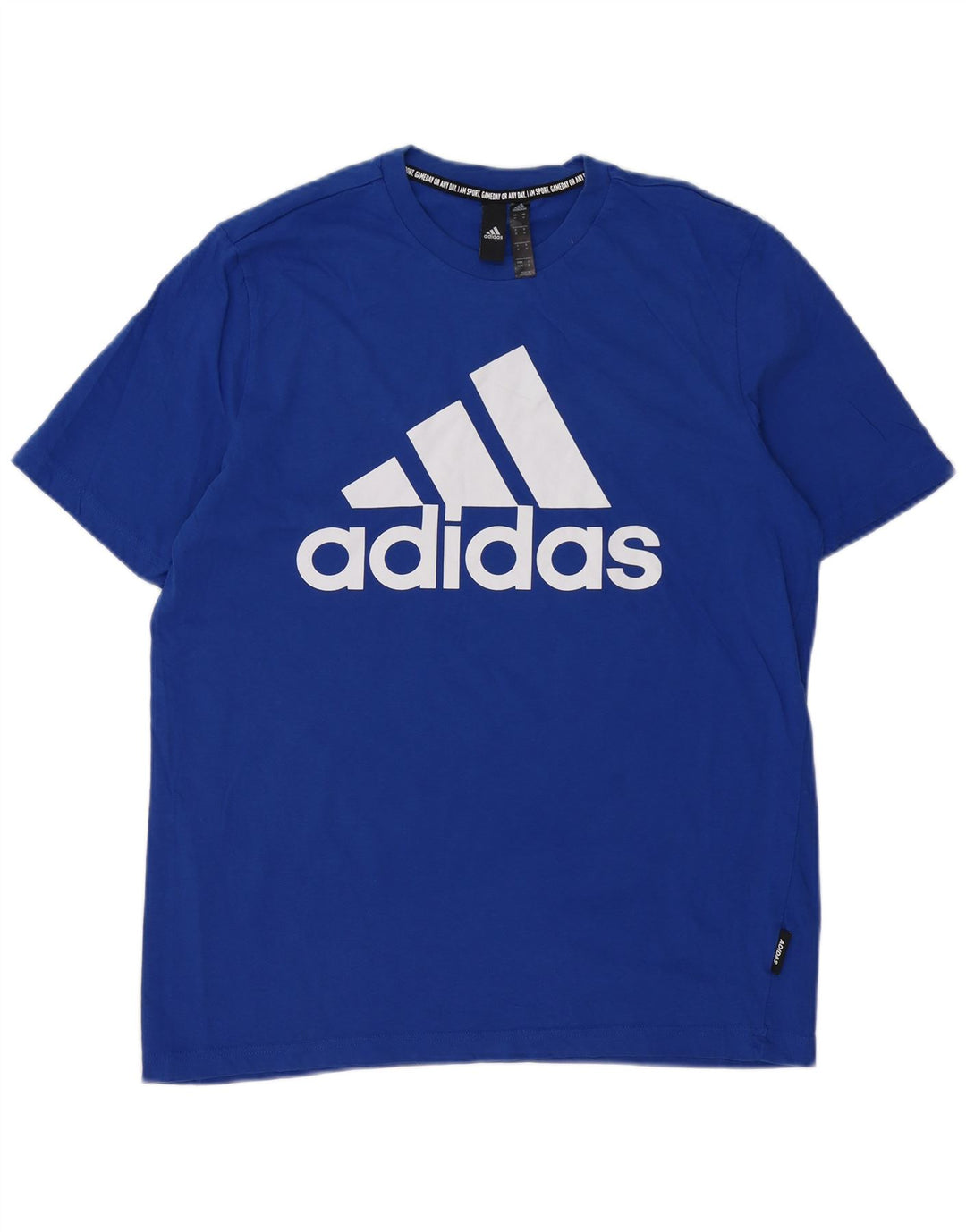 Adidas Grafisk T-shirt top mellemblå bomuld til mænd