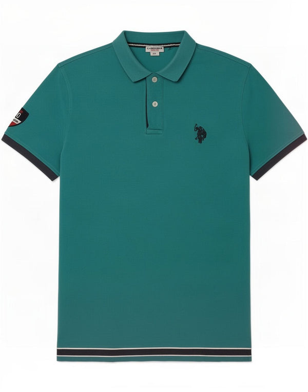U.S. Polo Assn. Mens Polo Shirt 2XL Turquoise Colourblock Cotton
