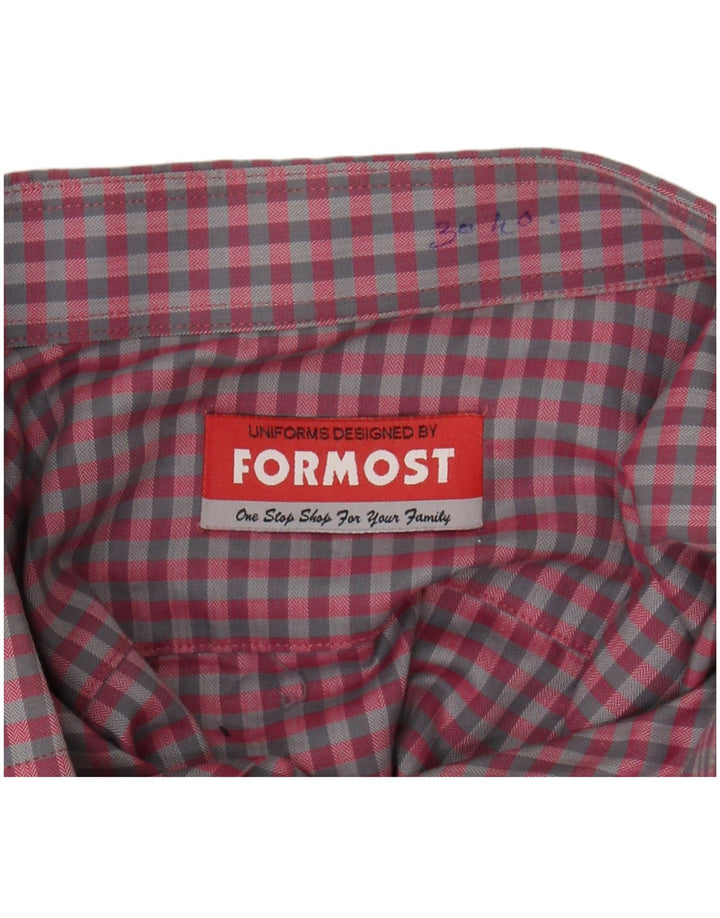 VINTAGE Mens Shirt Large Maroon Check