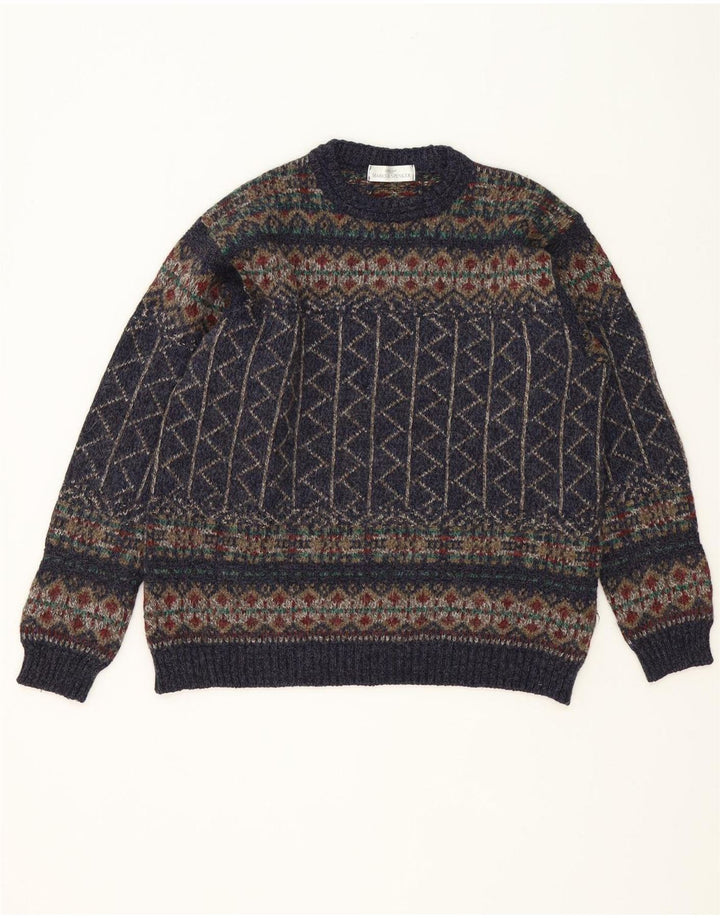 Marks & Spencer Herretrøjetrøje med rund hals mellem marineblå Fair Isle