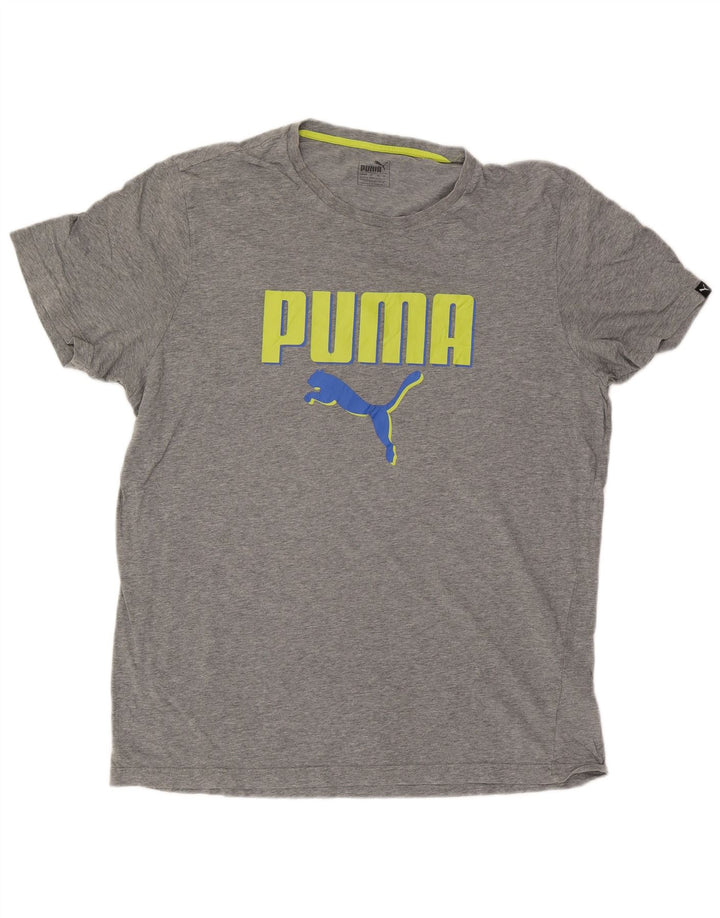 Puma Herre Grafisk T-Shirt Top 2XL Grå Flecked