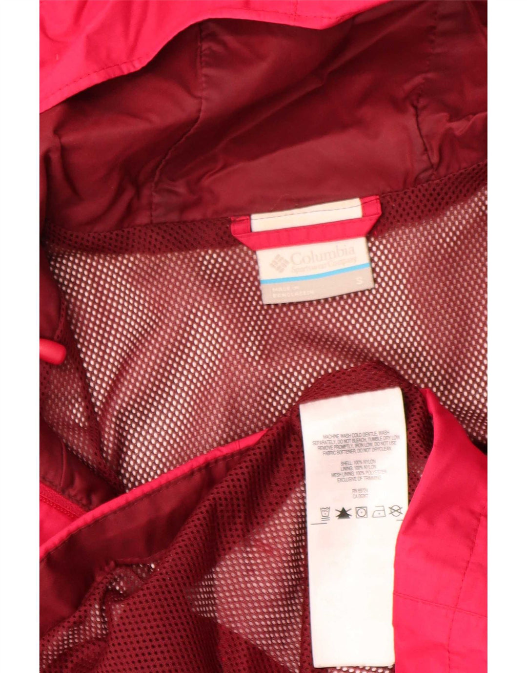 Columbia Regnjakke med hætte til kvinder UK 10 Small Pink Nylon