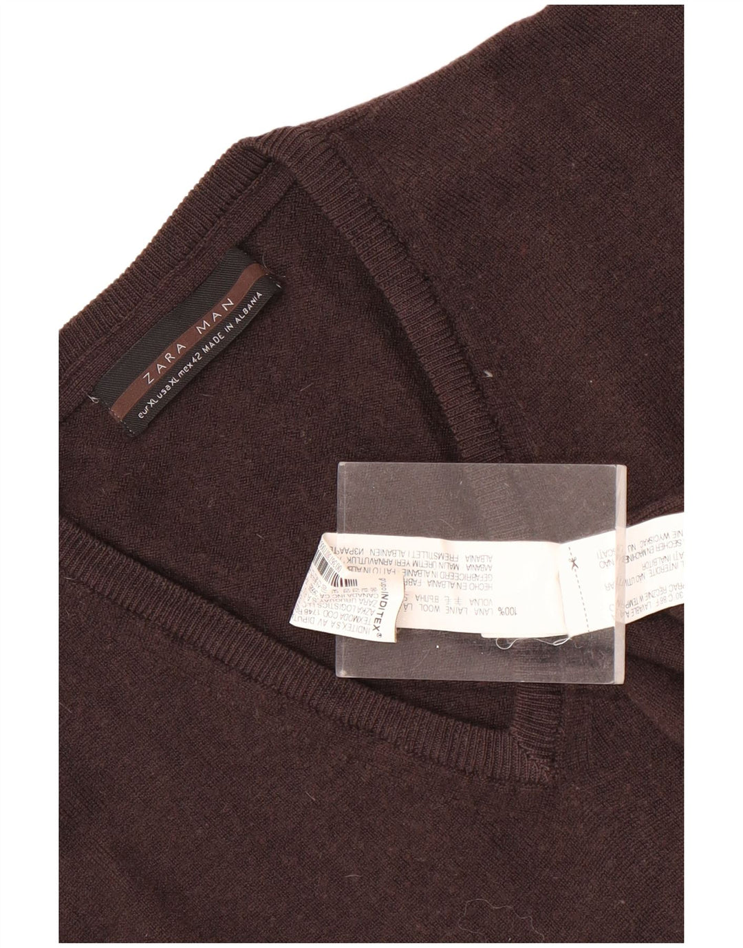 Zara Herre V-hals sweater XL Brun Uld