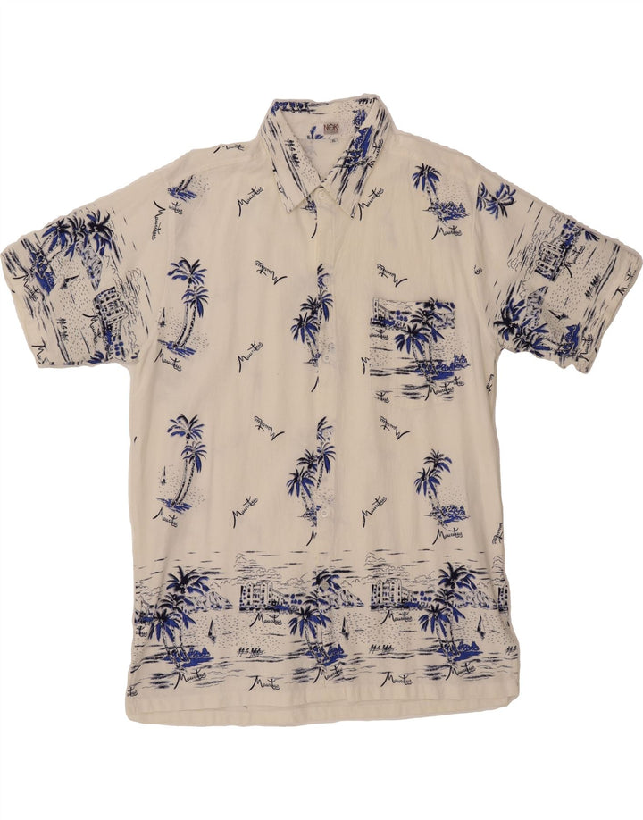 VINTAGE Mens Abstract Pattern Short Sleeve Shirt XL White Vintage Vintage and Second-Hand Vintage from Messina Hembry 