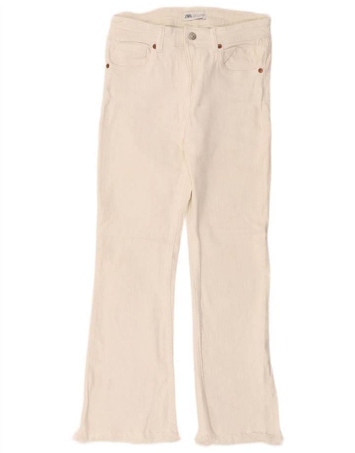 Zara Dame Flared Jeans EU 36 XS W26 L26 Hvid Bomuld