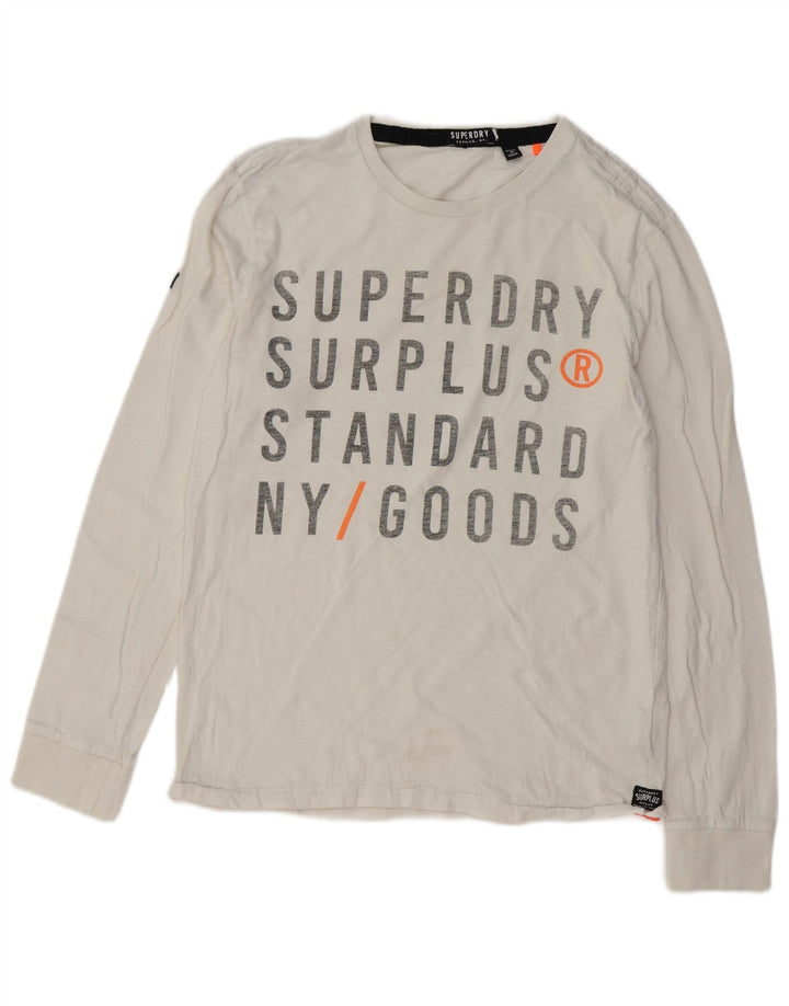 SUPERDRY Herre grafisk top Langærmet stor hvid bomuld