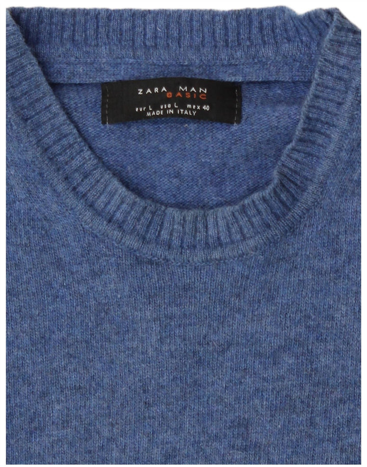 Zara Herre sweater med rund hals, stor blå