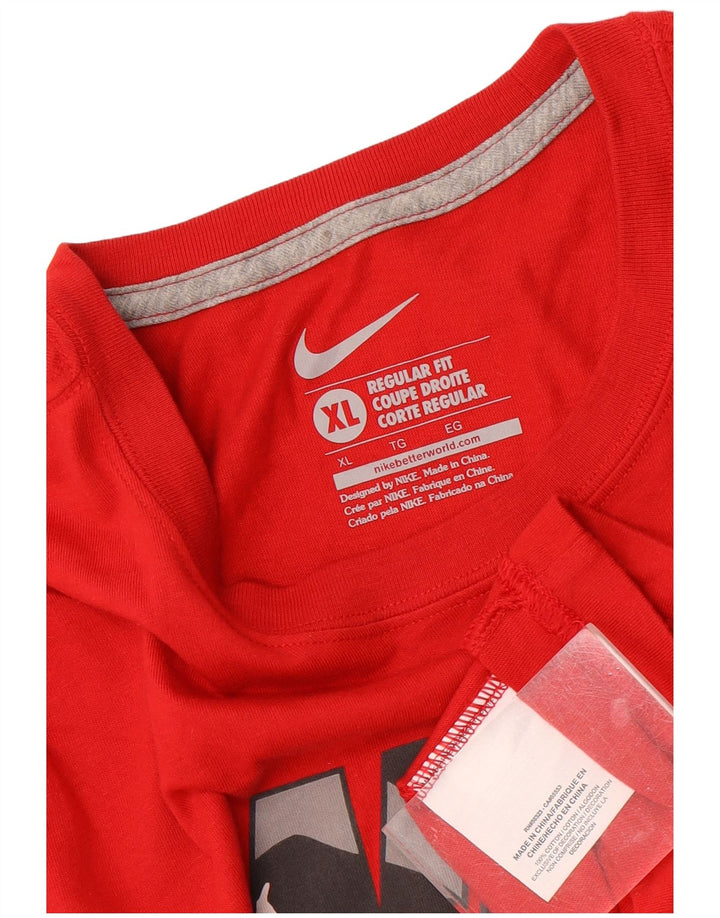 Nike Herre Regular Fit Grafisk T-Shirt Top XL Rød Bomuld