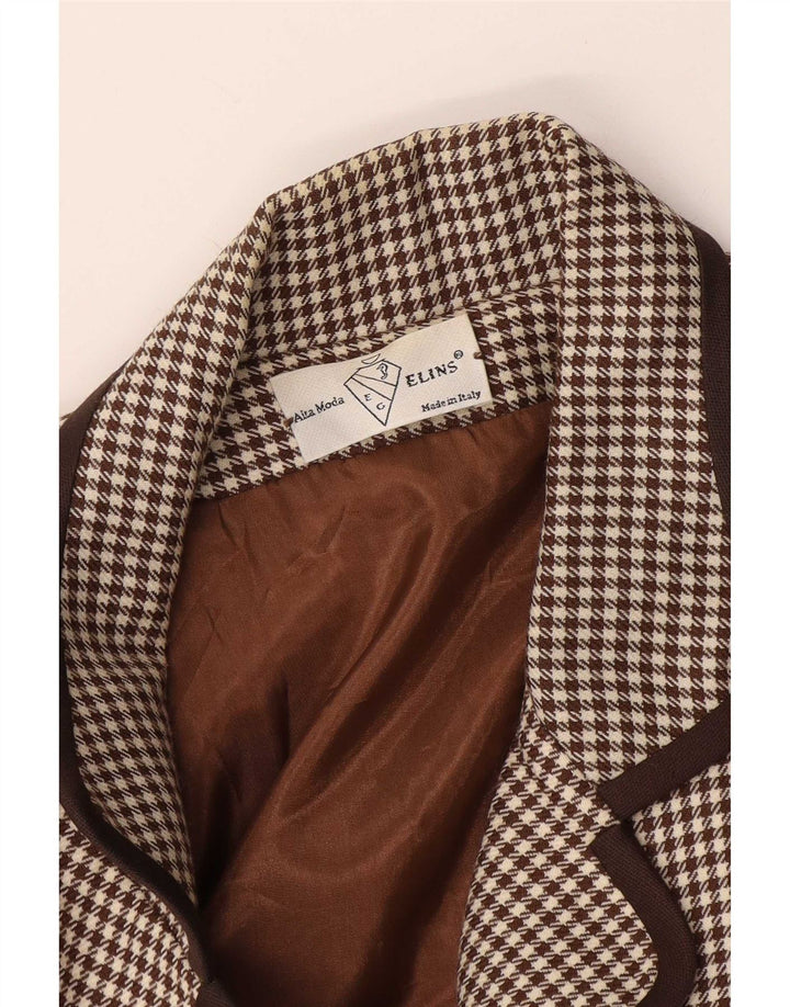 Alta Moda Dame Dobbeltradet Frakke UK 8 Small Brown Houndstooth