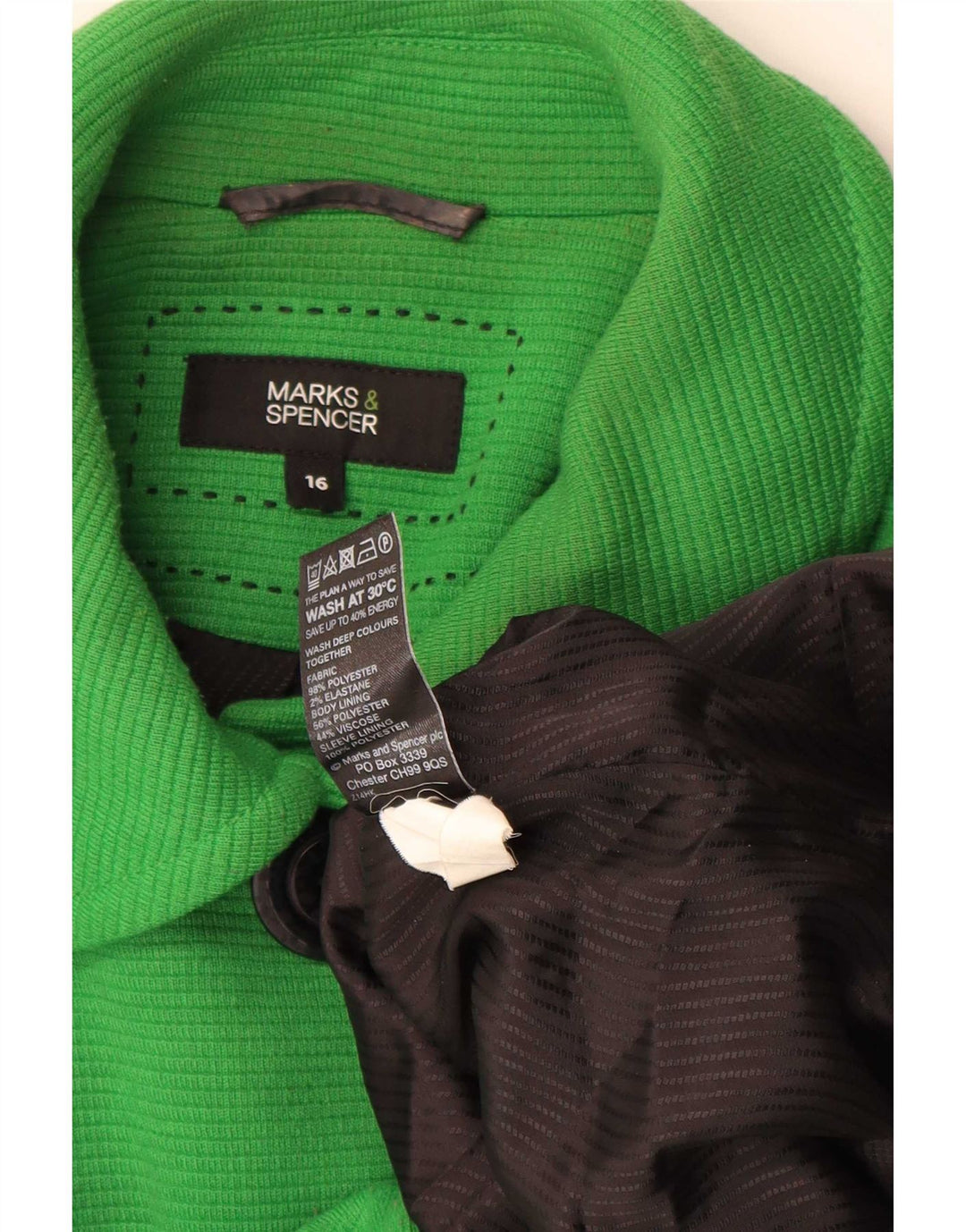 Marks & Spencer Dame 4-knaps blazerjakke UK 16 Stor grøn polyester