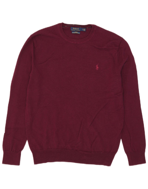 Polo Ralph Lauren Herre Slim Fit Crew Neck Jumper Sweater Medium Burgundy