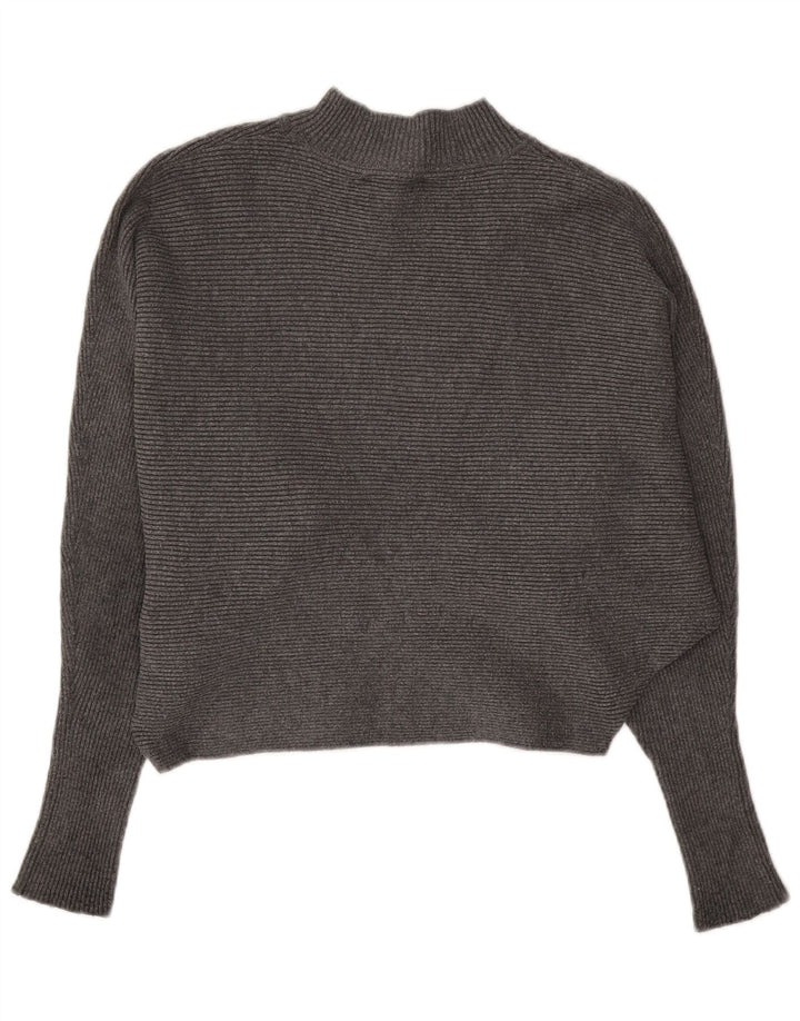 Zara Womens Crop Oversized Turtle Neck Jumper Sweater UK 10 Small Grey