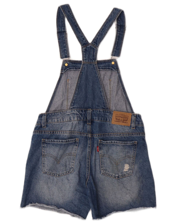 Levi's Girls Distressed Dungarees denimshorts 11-12 år W26 Blue Cotton