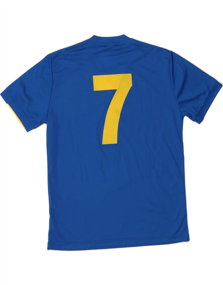 ERREA Mens Graphic T-Shirt Top Large Blue Colourblock Polyester Vintage Errea and Second-Hand Errea from Messina Hembry 