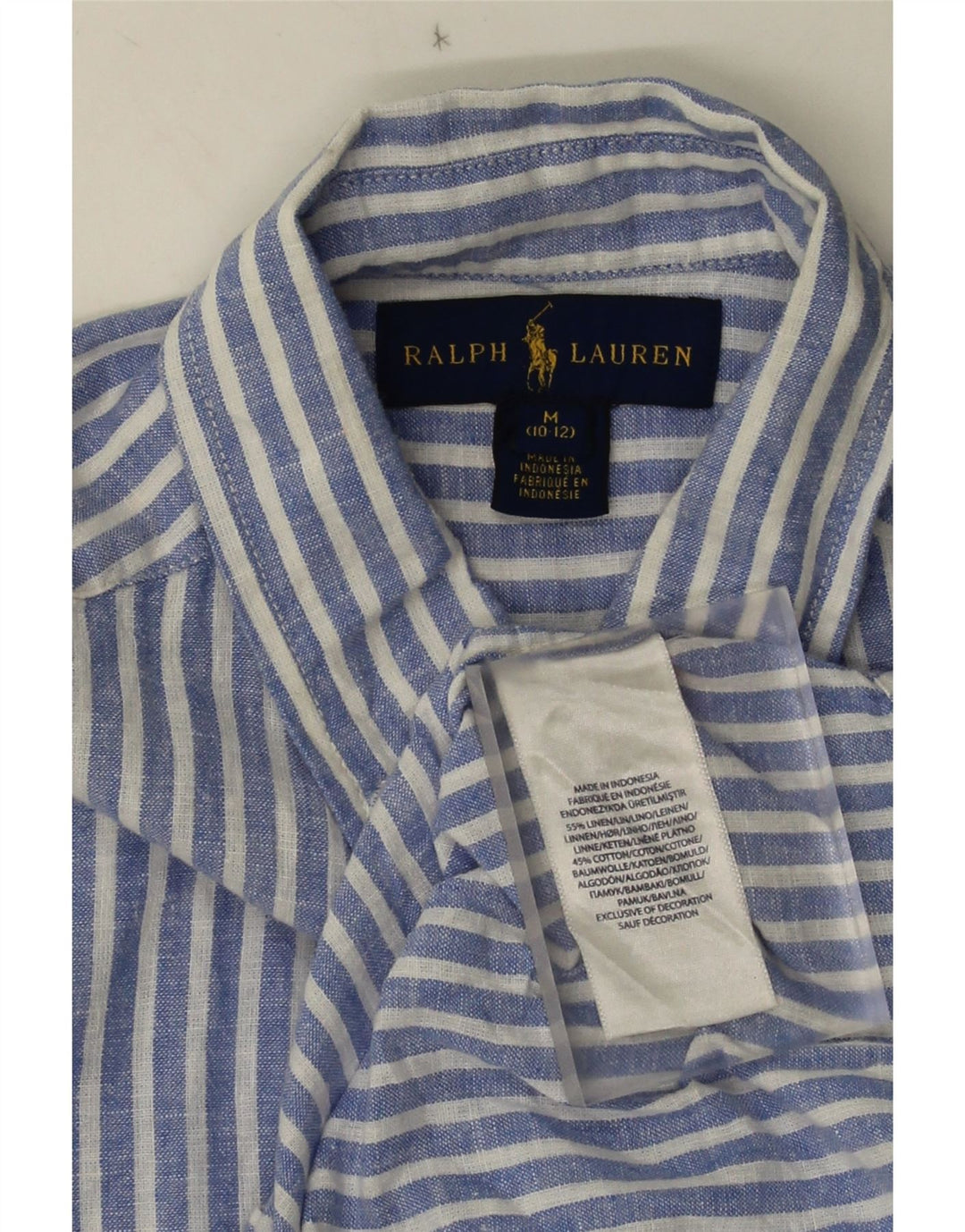 Ralph Lauren drengeskjorte 10-11 år mellemblå stribet hør