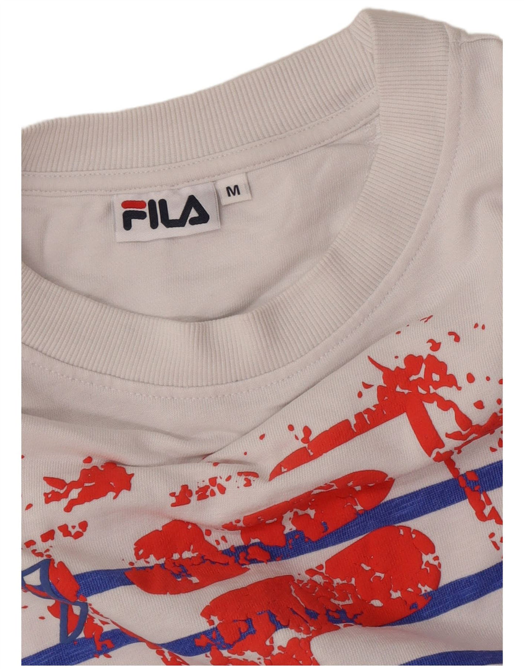 Fila Womens Crop Grafisk Top Langærmet UK 14 Medium White Striped
