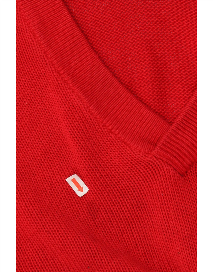 DALMINE Herre Loose Fit V-hals sweater Stor rød bomuld