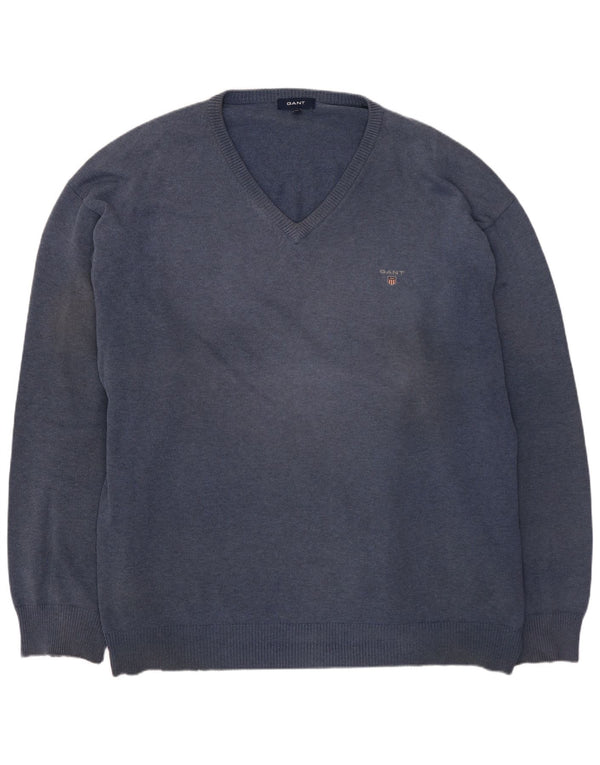 GANT Herre V-hals sweater 4XL marineblå bomuld