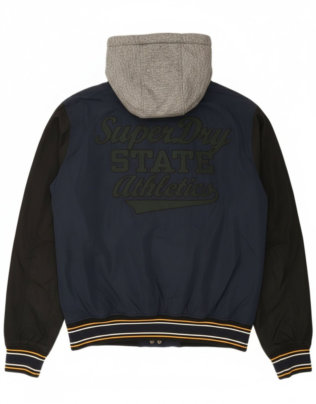 Superdry Herre Grafisk Varsity Jacket UK 40 Large Navy Blue Colourblock