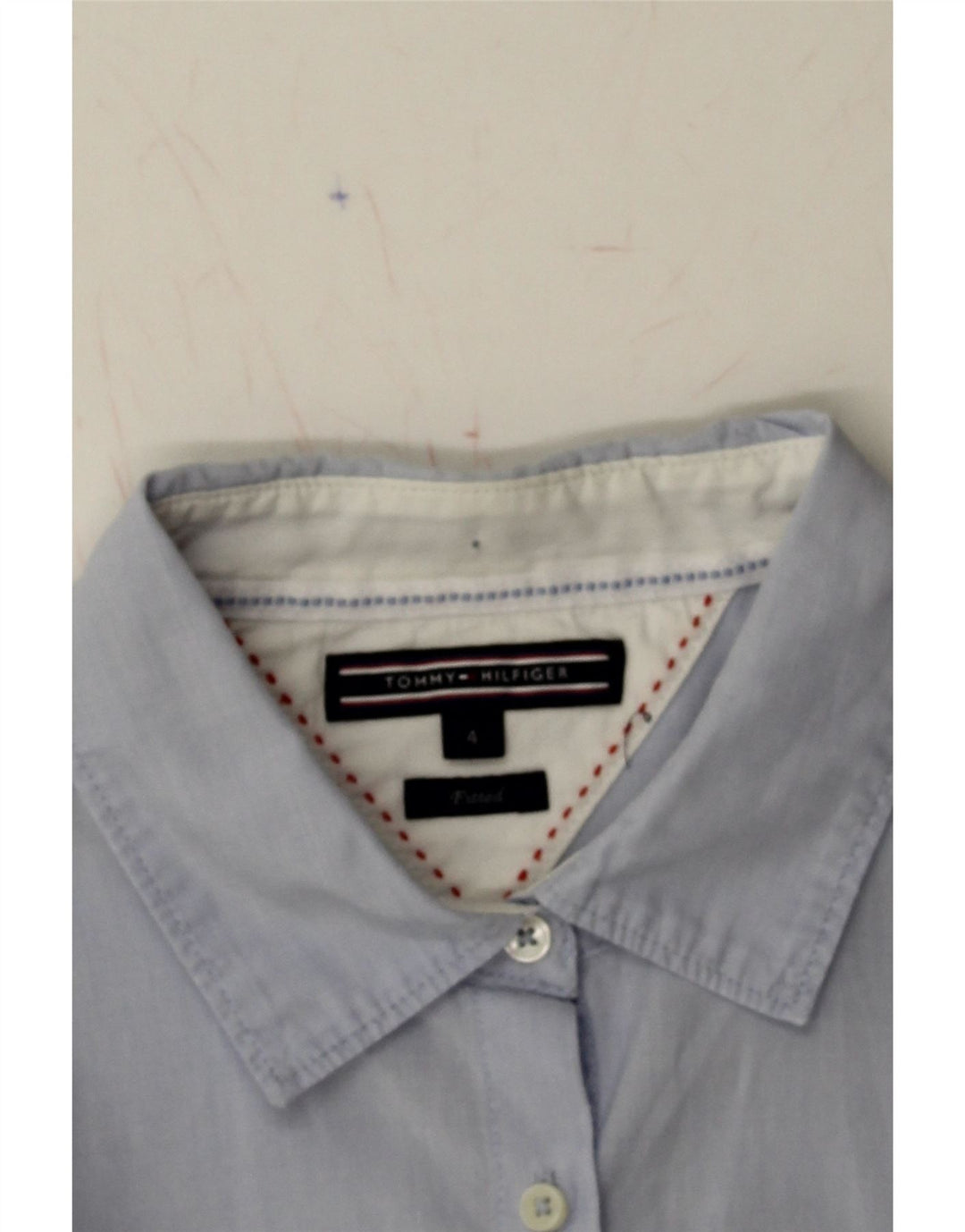 TOMMY HILFIGER Womens Graphic Shirt US 4 Small Blue Cotton Vintage Tommy Hilfiger and Second-Hand Tommy Hilfiger from Messina Hembry 