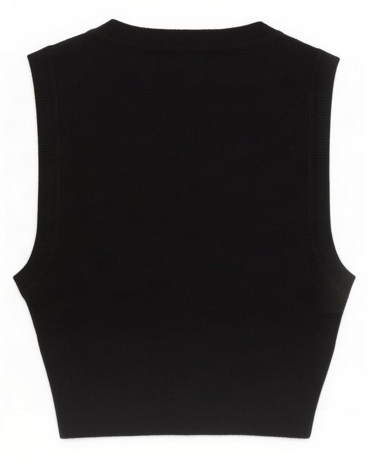 Zara Womens Crop Vest Top UK 8 Small Black
