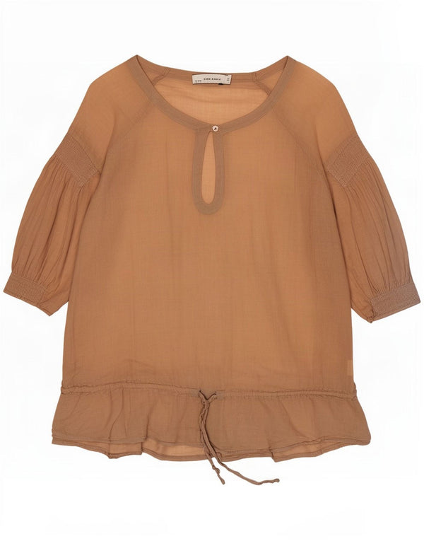 Zara Dame Oversized Top 3/4 ærme UK 10 Lille brun bomuld