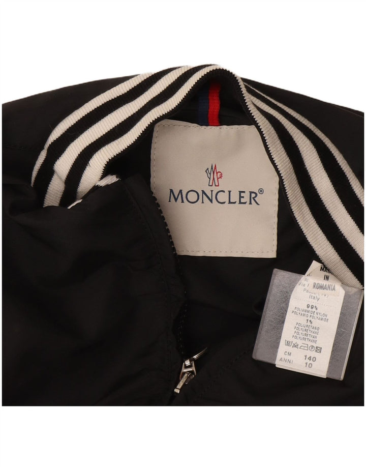 Moncler Girls Crop Bomber Jacket 9-10 År Sort Stribet Polyamid