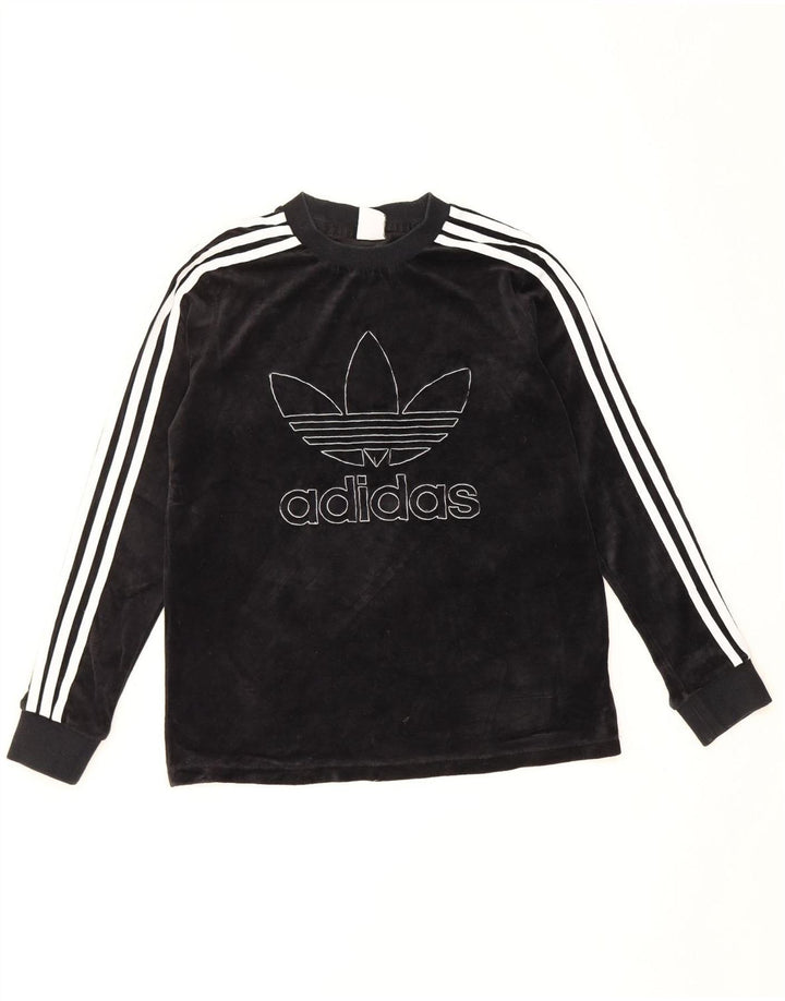 Adidas Dame Grafisk Top Langærmet UK 12 Medium Sort Bomuld