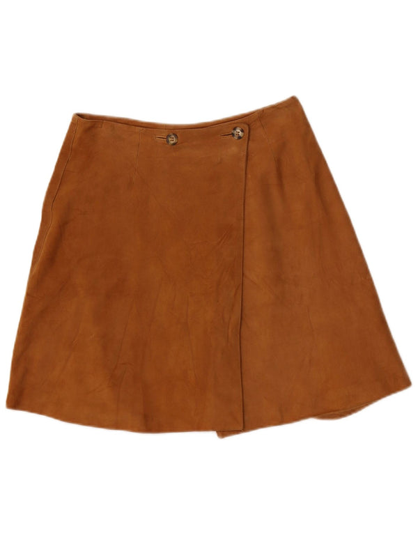 Montereggi Womens Suede Wrap Skirt IT 42 Medium W26 Brown Leather
