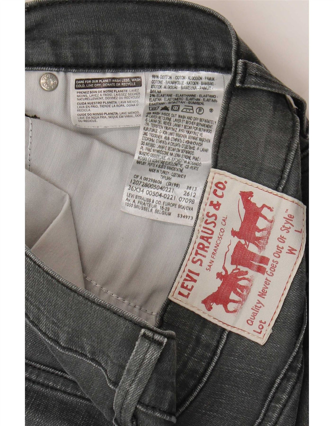 Levi's Straight Jeans til mænd W36 L34 Grå bomuld