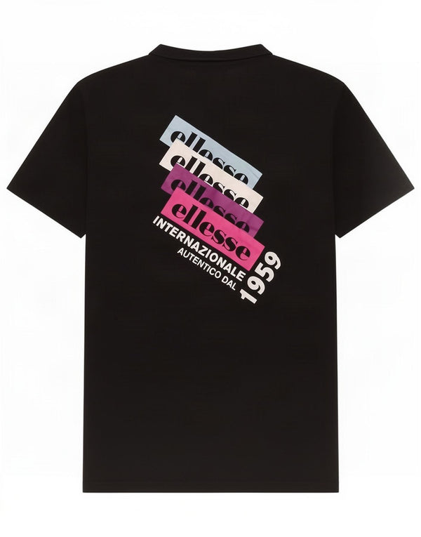 Ellesse Herre Grafisk T-Shirt Top Lille Sort Bomuld