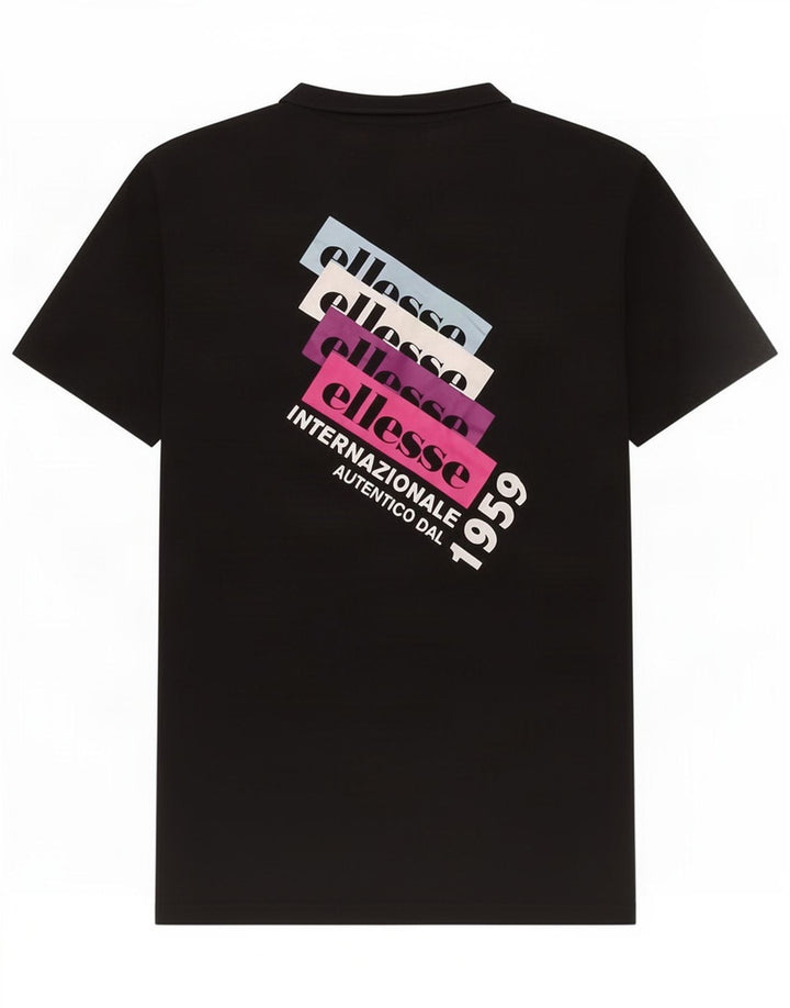 Ellesse Herre Grafisk T-Shirt Top Lille Sort Bomuld