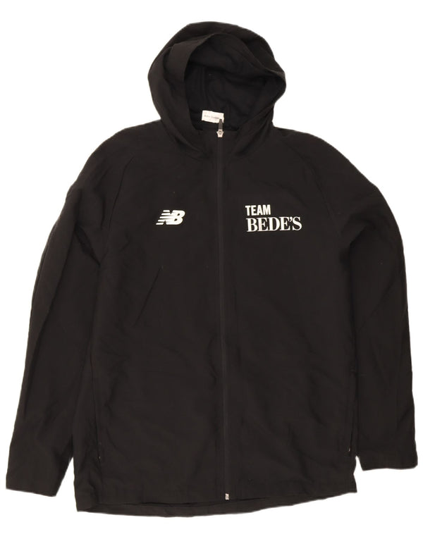 New Balance Herre Hooded Graphic Windbreaker Jacket UK 40 Large Black Sports