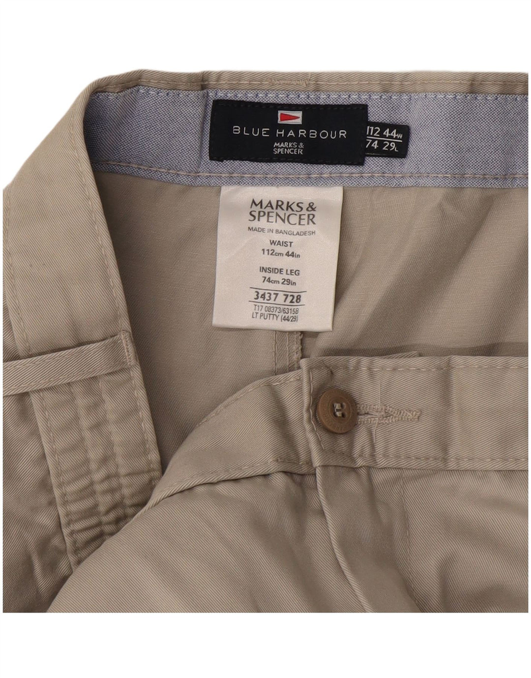 Marks & Spencer Herre Blue Harbor Pegged Chino Bukser W44 L29 Beige