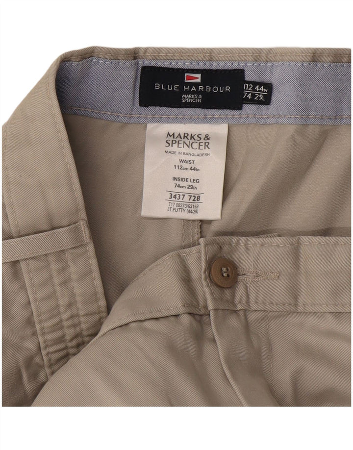 Marks & Spencer Herre Blue Harbor Pegged Chino Bukser W44 L29 Beige