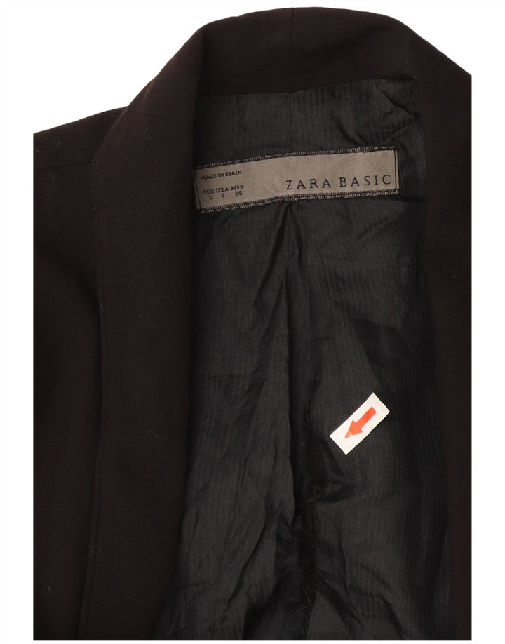 Zara Dame 1 Knap Blazer Jacket UK 10 Small Black Polyester