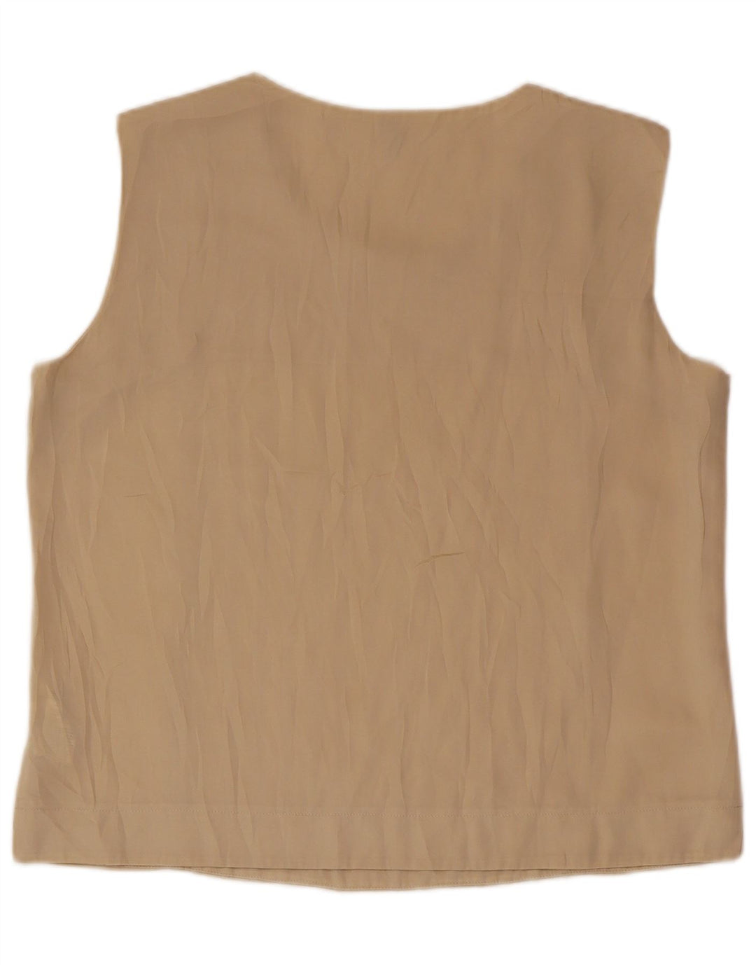 BENETTON Dame ærmeløs bluse Top UK 16 Stor Beige Polyester