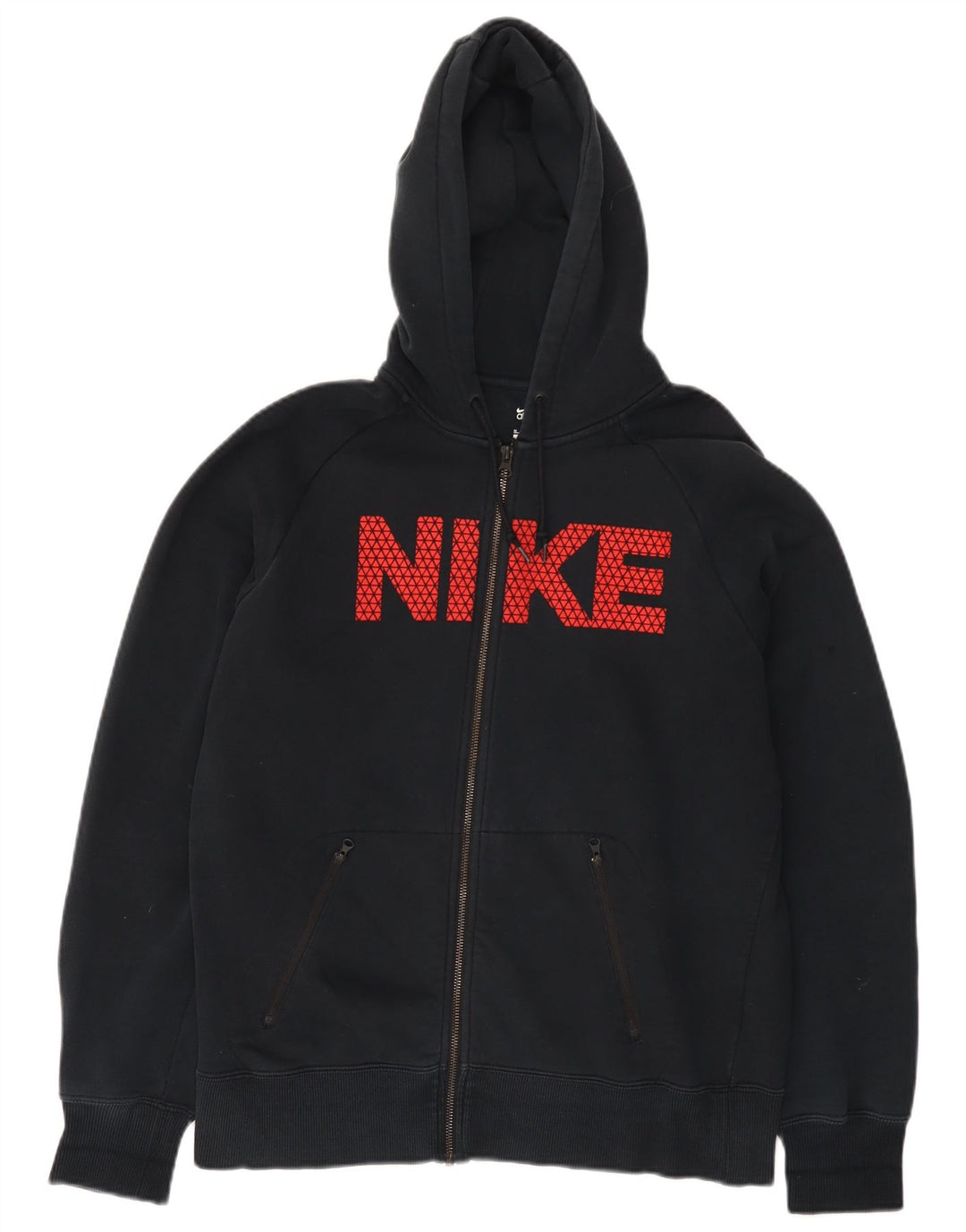 Nike Herre grafisk hættetrøje med lynlås, medium sort bomuld