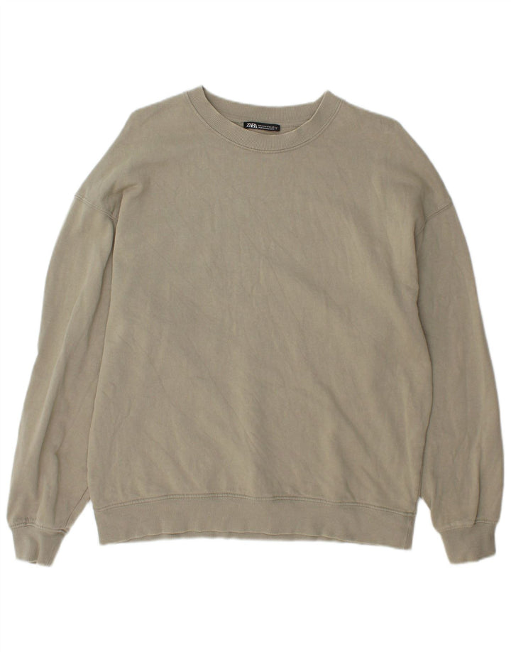 Zara Sweatshirt til mænd Medium Khaki Bomuld