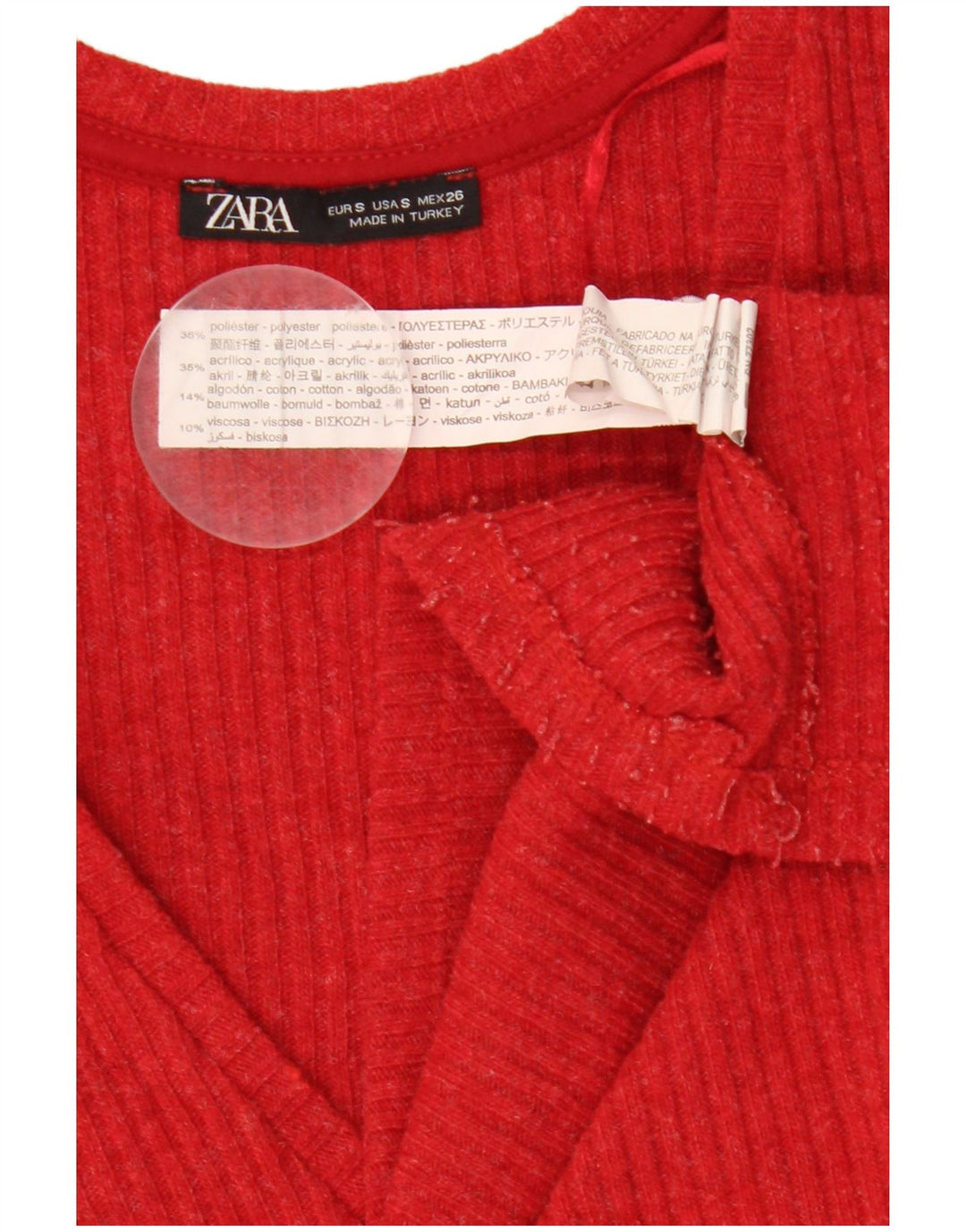 Zara Dame Langærmet Jumper Kjole UK 10 Lille Rød Polyester