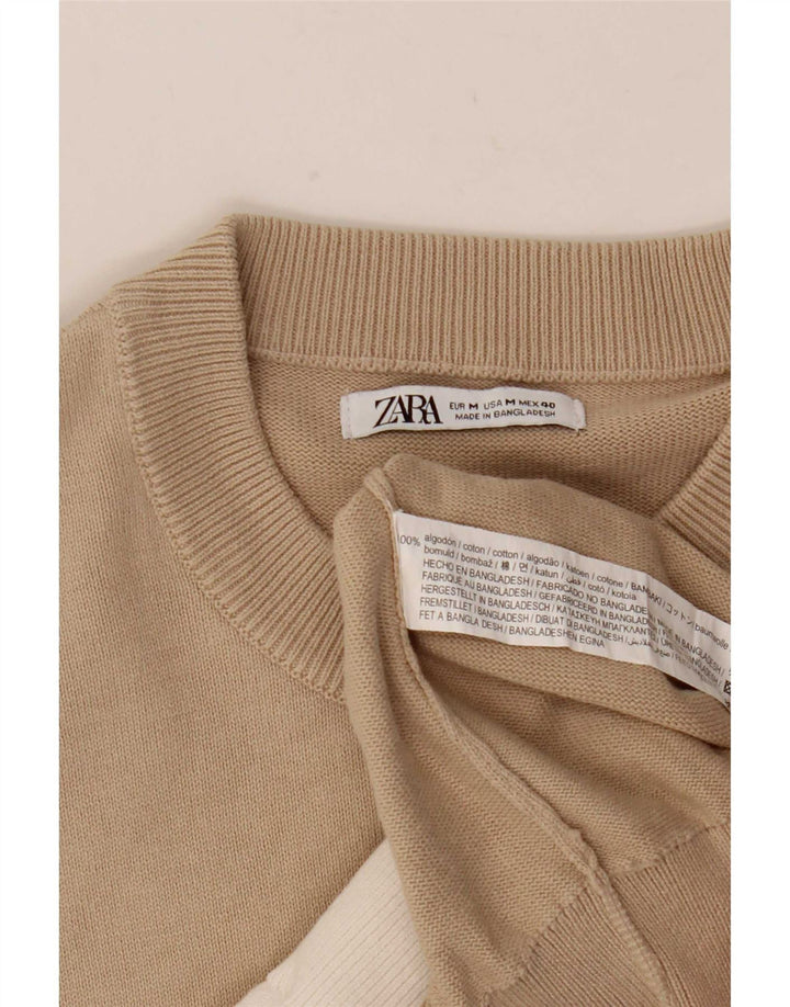 Zara Herre trøjetrøje med rund hals Medium Beige Colourblock Bomuld