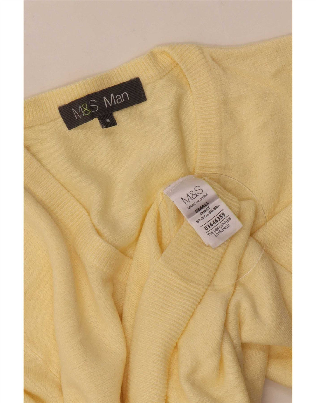 Marks & Spencer Herre V-hals sweater lille gul akryl