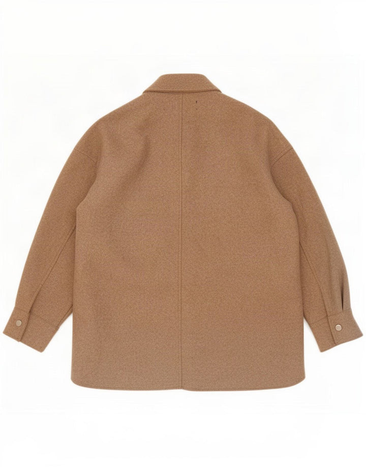 Zara Womens Shacket Oversized Shirt UK 10 Small Beige Polyester