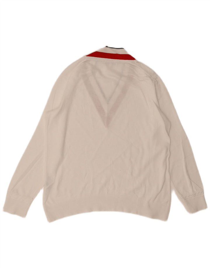 Tommy Hilfiger Dame V-hals sweater UK 14 Medium White Colourblock