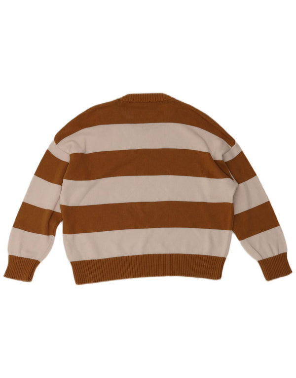 Benetton Dame Jumper Sweater UK 10 Lille Brun Stribet